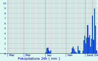 Graphique des précipitations prvues pour Le Bouscat