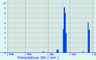 Graphique des précipitations prvues pour Saint-Priest-en-Jarez
