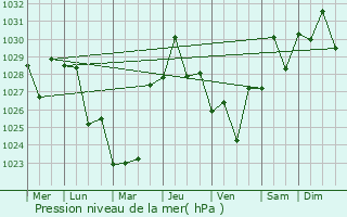 Graphe de la pression atmosphrique prvue pour Cranbourne