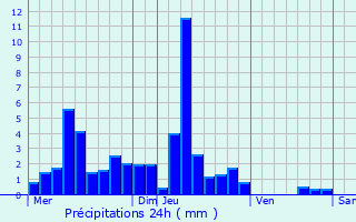 Graphique des précipitations prvues pour Branne