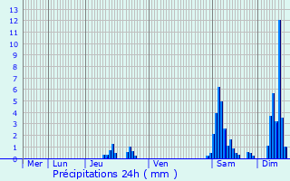 Graphique des précipitations prvues pour La Burbanche