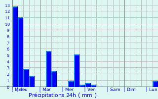 Graphique des précipitations prvues pour Ciudad Acua