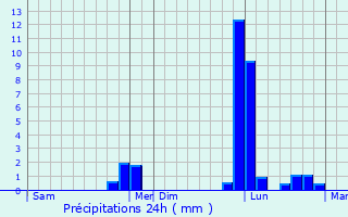 Graphique des précipitations prvues pour Smarves