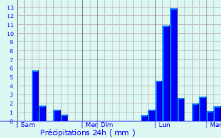Graphique des précipitations prvues pour Blousson-Srian