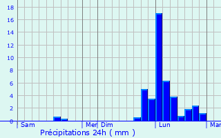 Graphique des précipitations prvues pour Bourniquel