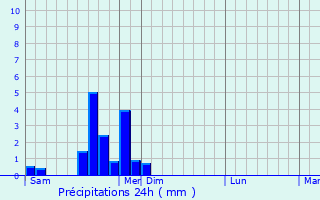 Graphique des précipitations prvues pour Rye