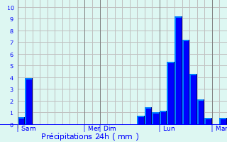 Graphique des précipitations prvues pour Blarians