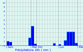 Graphique des précipitations prvues pour Sauvigny-le-Beural