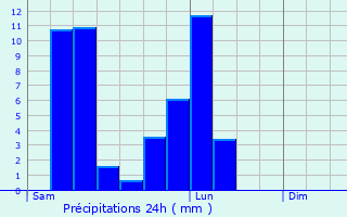 Graphique des précipitations prvues pour Aureilhan