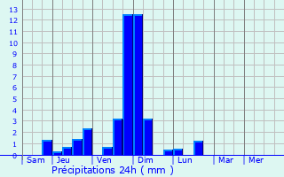 Graphique des précipitations prvues pour Niedereschach