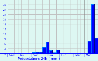 Graphique des précipitations prvues pour Ise