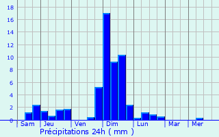 Graphique des précipitations prvues pour Romain
