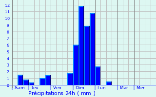 Graphique des précipitations prvues pour Phlin