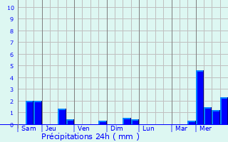 Graphique des précipitations prvues pour Joinville