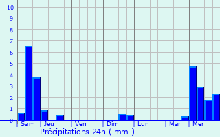 Graphique des précipitations prvues pour Reynel