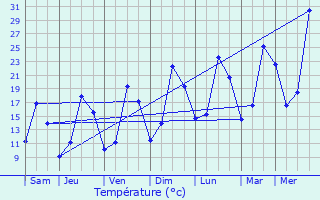 Graphique des tempratures prvues pour Allires