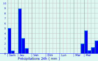 Graphique des précipitations prvues pour chourgnac