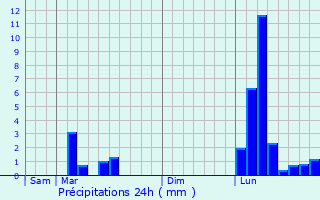 Graphique des précipitations prvues pour Bazian