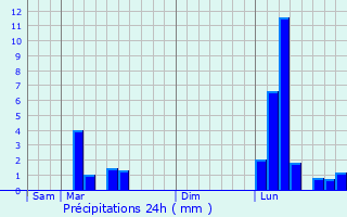 Graphique des précipitations prvues pour Peyrusse-Grande