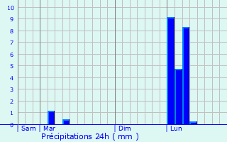 Graphique des précipitations prvues pour Cazeneuve