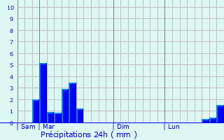 Graphique des précipitations prvues pour Tourtrs