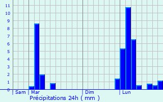 Graphique des précipitations prvues pour Castelnau-Tursan