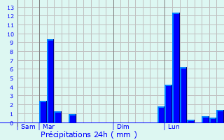Graphique des précipitations prvues pour Castelner