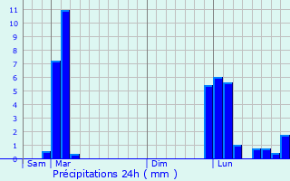 Graphique des précipitations prvues pour Lvignacq