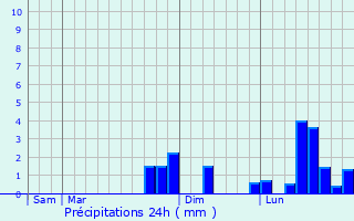 Graphique des précipitations prvues pour Branches