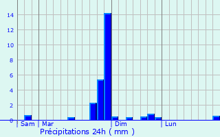 Graphique des précipitations prvues pour Aussonne
