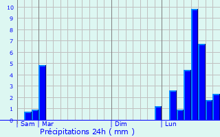Graphique des précipitations prvues pour Navenne