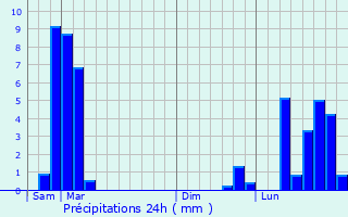 Graphique des précipitations prvues pour Nesle-et-Massoult