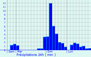 Graphique des précipitations prvues pour Saint-Sverin