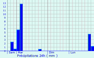 Graphique des précipitations prvues pour Florenville