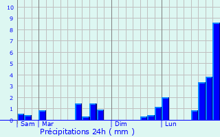Graphique des précipitations prvues pour Pouilly