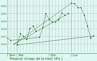 Graphe de la pression atmosphrique prvue pour Llauro