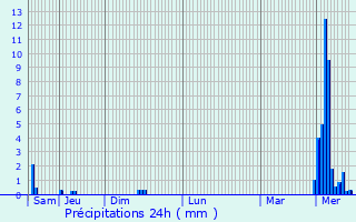 Graphique des précipitations prvues pour Pruwelz
