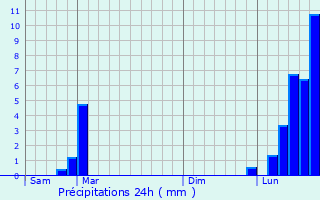 Graphique des précipitations prvues pour tuz