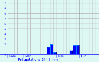 Graphique des précipitations prvues pour Brussieu