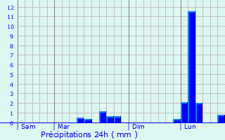 Graphique des précipitations prvues pour Coussay