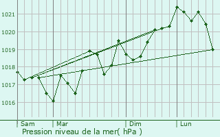 Graphe de la pression atmosphrique prvue pour Collioure