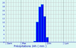 Graphique des précipitations prvues pour Minamata