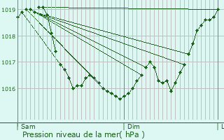 Graphe de la pression atmosphrique prvue pour Branches