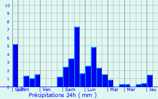 Graphique des précipitations prvues pour Contamine-Sarzin