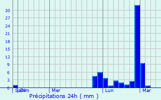 Graphique des précipitations prvues pour Gamu