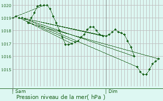 Graphe de la pression atmosphrique prvue pour Selvazzano Dentro