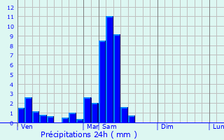 Graphique des précipitations prvues pour Schirrhein