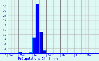 Graphique des précipitations prvues pour Verlus
