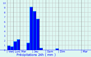 Graphique des précipitations prvues pour Breidweiler