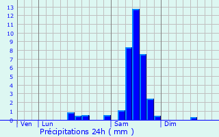 Graphique des précipitations prvues pour Bussac-Fort